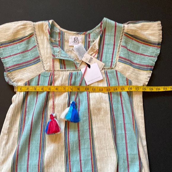 NWT Anthropologie dRA  Stripe Tassel Front Linen Blend Short Sleeve Top Size S - Picture 13 of 16